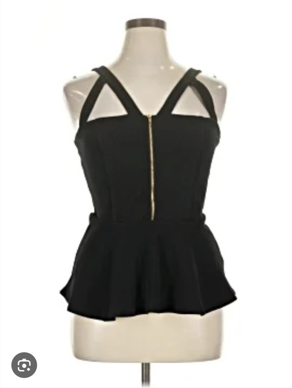 Charlotte Russe Black Peplum Tank with Gold Front Zip